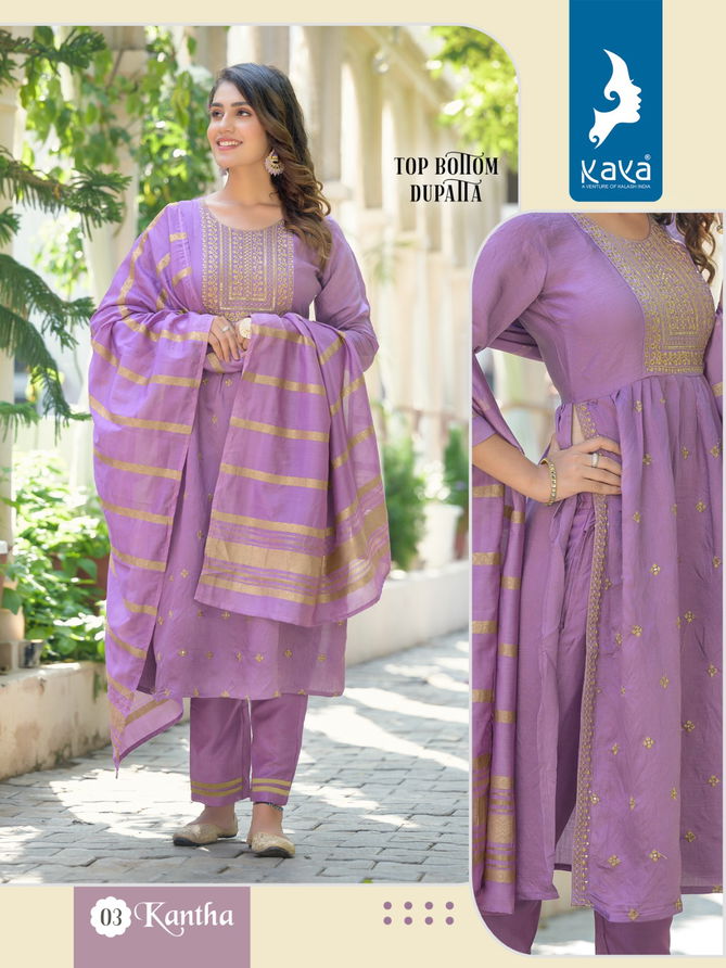 Kaya Kantha Viscose Silk Readymade Suits Catalog
